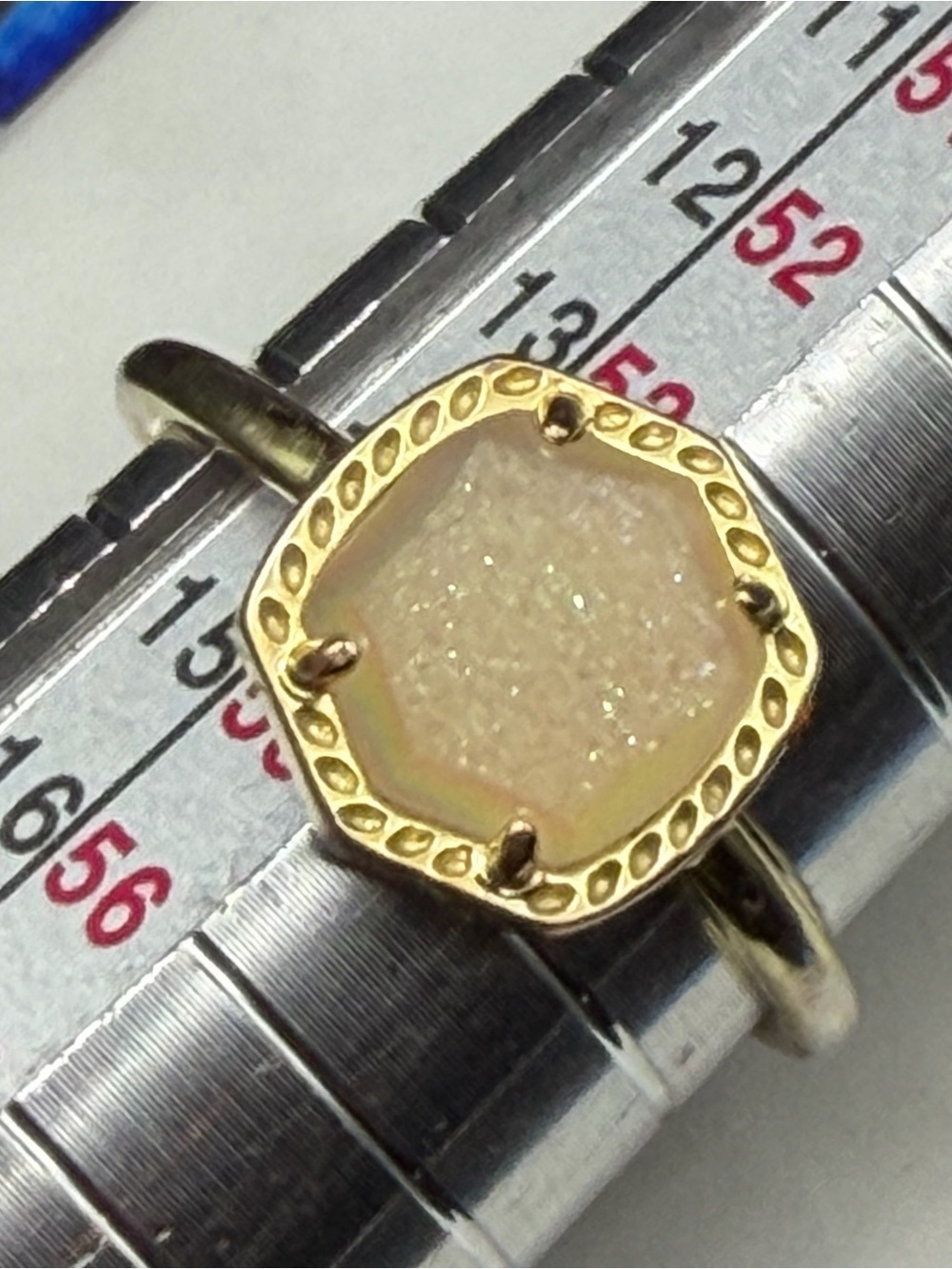 Kendra Scott Daphne Gold tone Frame Band Ring Size 7 Drusy Stone #573